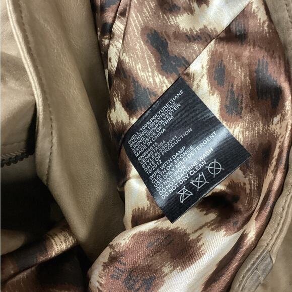 Sam Edelman Studded Brown Moto Faux Leather Jacket Size L - Picture 7 of 8